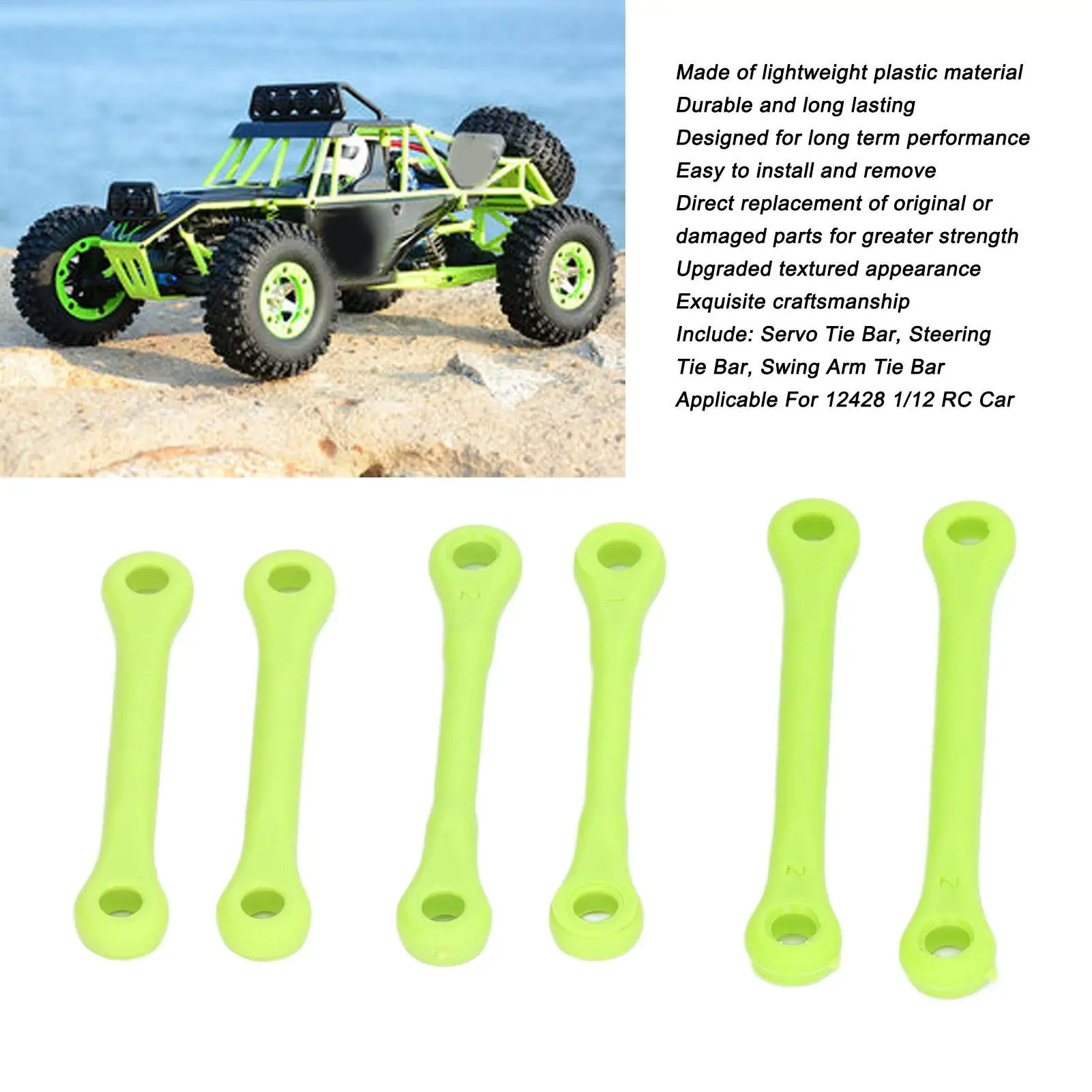 RC Tie Rod Kit for 12428 1/12 Scale RC Car with Enhanced Performance and Textured Design