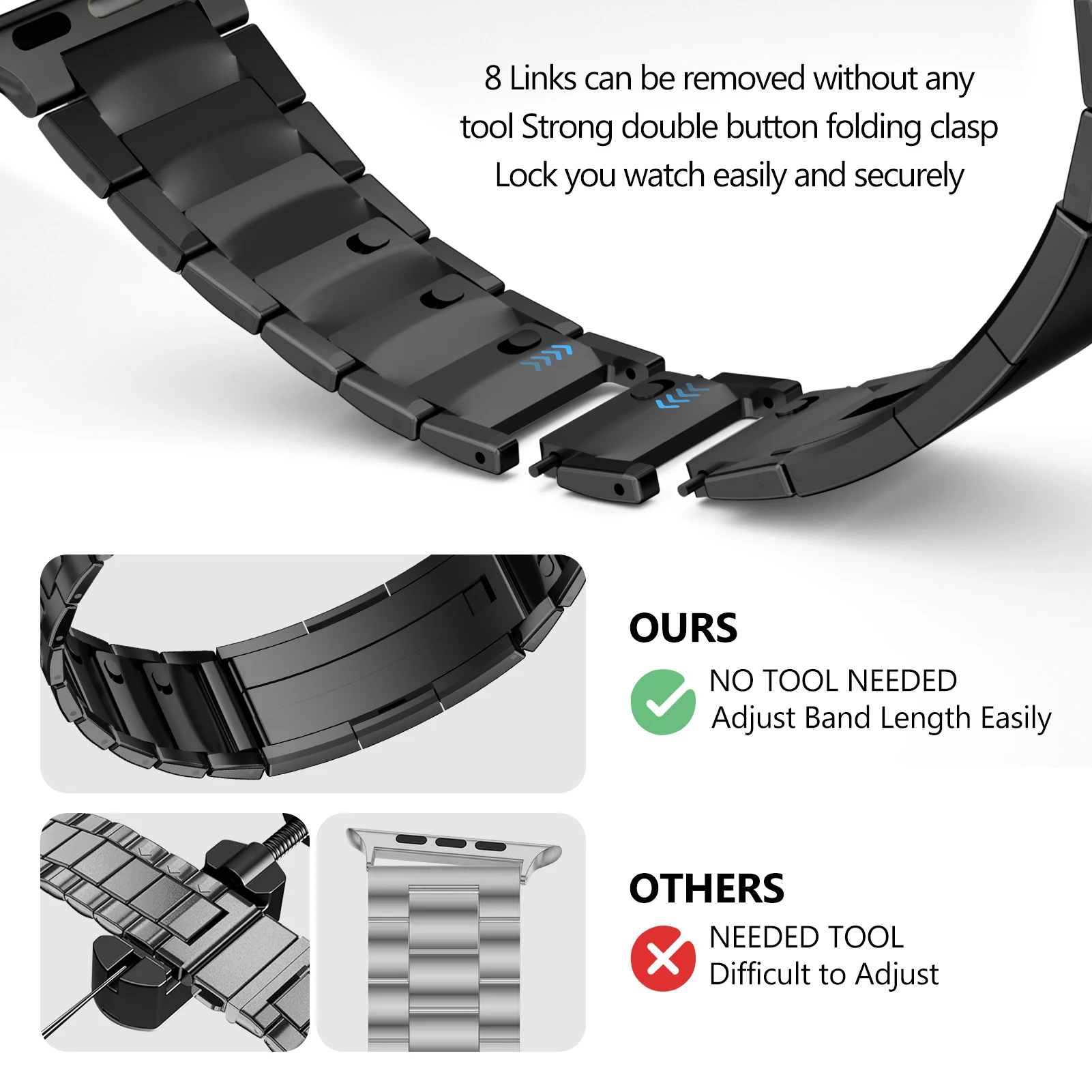 Premium Stainless Steel Watch Strap Bracelet
