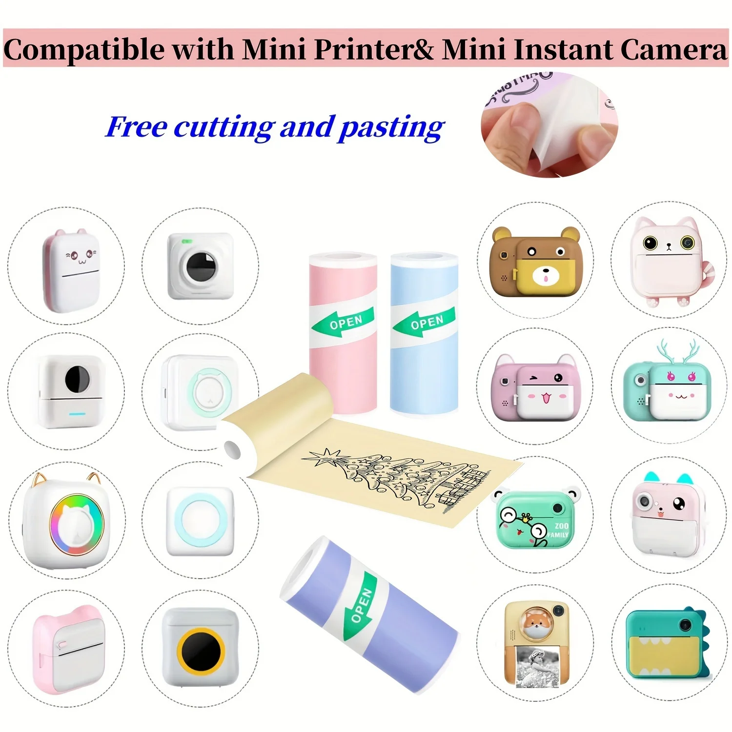 20 Rolls of Multi-Color Self-Adhesive Paper for Mini Printers: Perfect for Labels, Stickers, and Thermal Printing