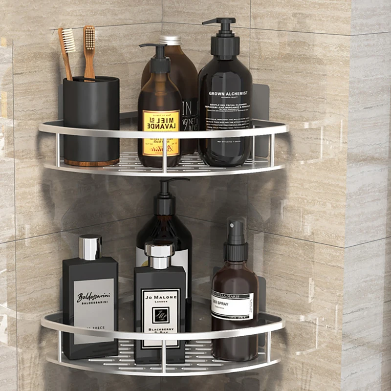 Punch-free Bathroom Shelf Shelves Wall Mounted Shampoo Storage Rack For  Kitchen Holder Square Aluminum Bath Organizer Accessorie - AliExpress