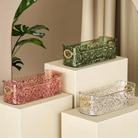 Luxury Crystal Clear Makeup Organizer, Plastic Cosmetic Storage Box, Freestanding Display Case, Lightweight for Bathroom, Vanity 2