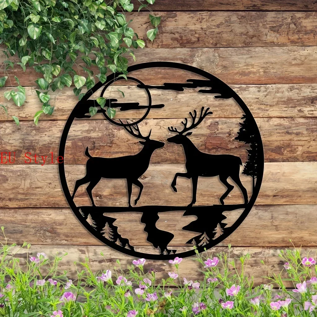 

Metal Deer Home Art Moon Mountain Wall Hanging Decoration Livingroom Art Home Decor Artwork Nature Livingroom Bedroom Decoration