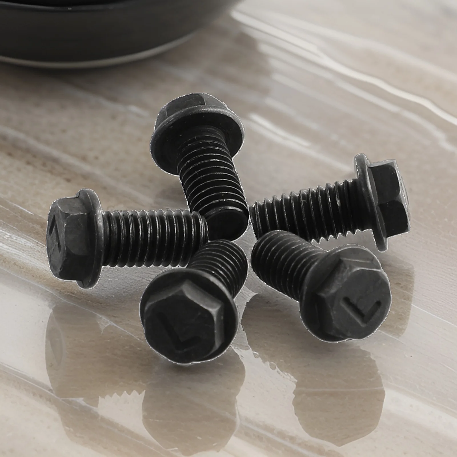 Convenient and Strong Left Hand Thread Hex Flange Saw Blade Screw M8 X 18mm, Set of 5 Carbon Steel Screws for Cutting Machine