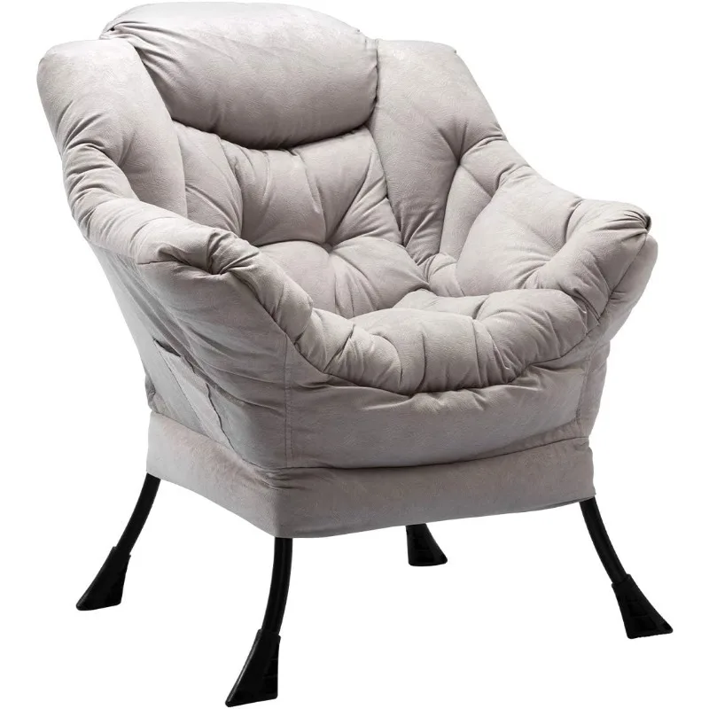 

Modern Fabric Large Lazy Chair, Accent Oversized Comfy Reading Chair, Thick Padded Cozy Lounge Chair with Armrest