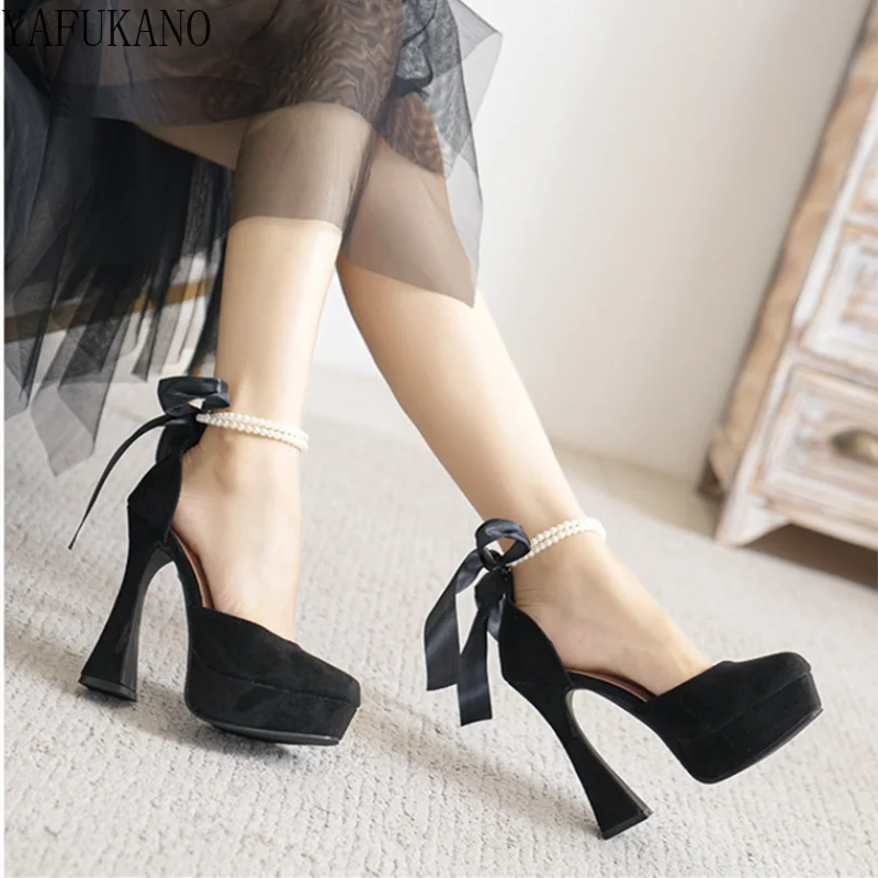 Waterproof Platform Mid Hollow White Wedding Shoes 13cm