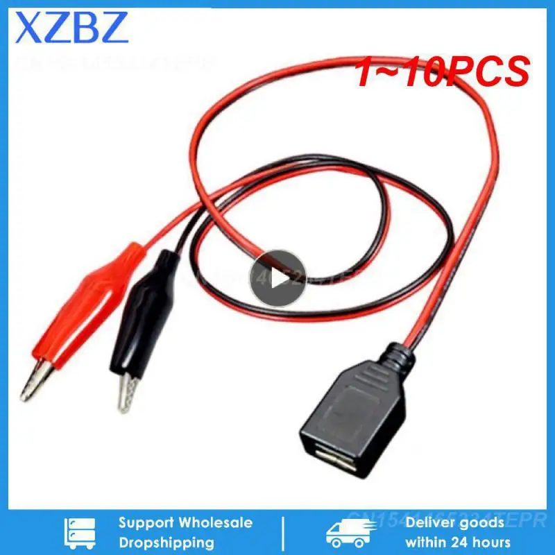 Alligator clips electric test clamp test clip test hooks clips alligator clip adapter 1~10PCS to USB male connector power supply adapter wire 58cm cable red and black