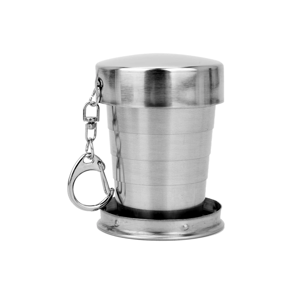 Portable Stainless Steel Foldable Cup 75ml Outdoor Travel Collapsible Telescopic Cup Hiking Camping Water Coffee Mug Waterbottle
