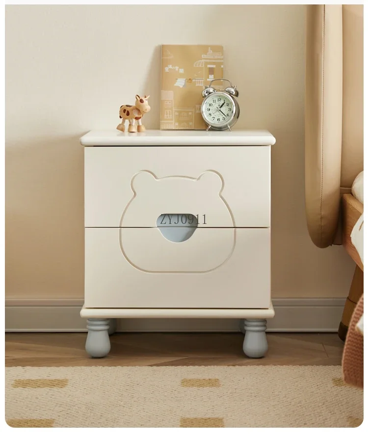 **Solid wood children's bedside table Cream wind white creative mini boy girl bedside table