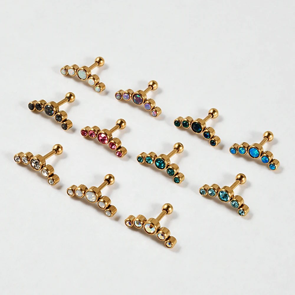 11-teiliges Chirurgenstahl-Set mit Opal-CZ-Edelsteinen für Ohr-Tragus-Knorpel-Piercing, Helix-Ohrringe, Kristall-Ohrloch-Körperschmuck, Gemischte Kollektion – Detail 11
