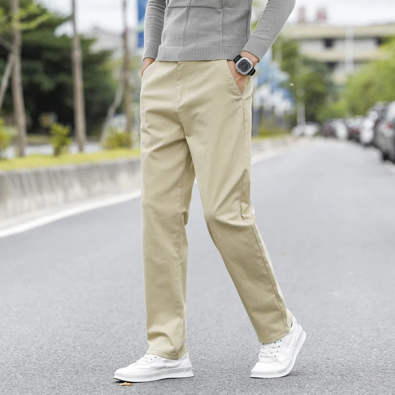 Mens Casual Formal Stretch Pants Business Slim Fit Straight Chino Trousers