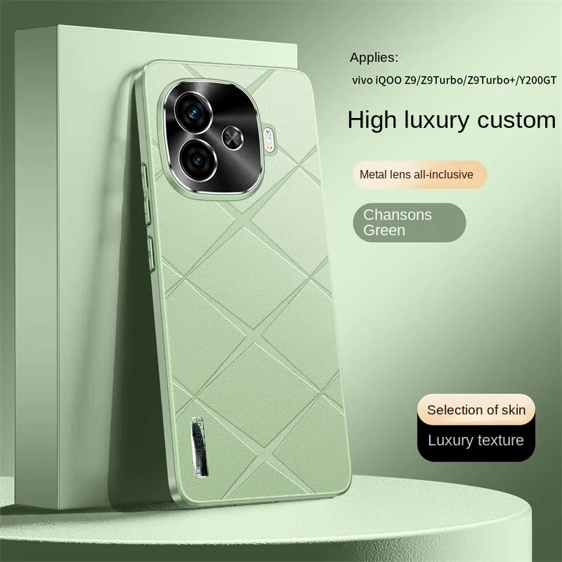 High-Luxury Vegan Leather Phone Case with Metal Lens Protection, Anti-Drop, and Anti-Fingerprint Features
