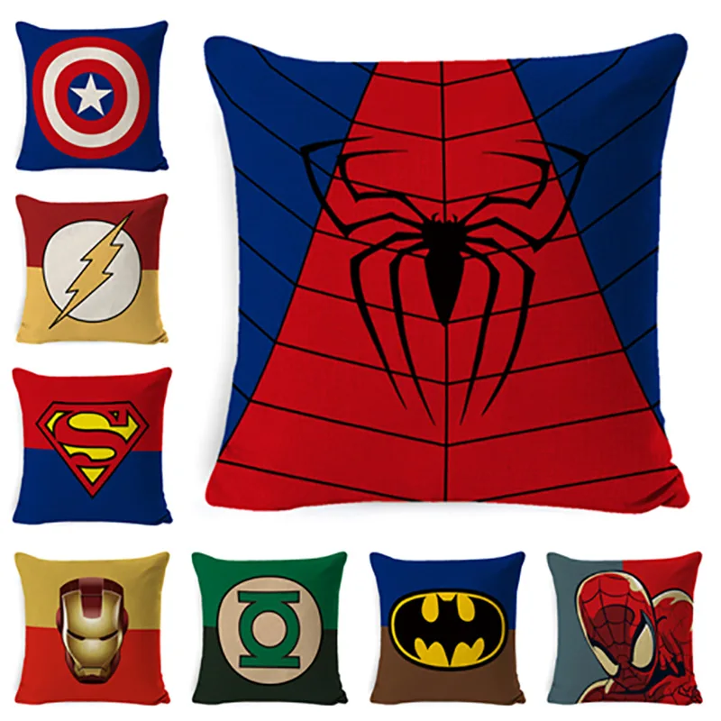 DisneysNewCartoonPillowCoverLinenSuperSoftSofaCushionCushionCaptainAmericaBatman