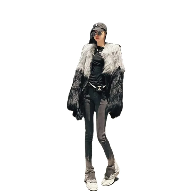 Новинка, шерстяное пальто в Корейском стиле из лисьего меха, Женское зимнее пальто средней длины для молодых людей