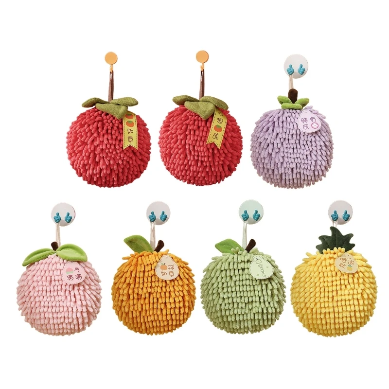 

Chenille Hand Towel Kitchen Bathroom Hand Ball with Hanging Loop Quick Drying Soft Absorbent Towel New Year Decoration