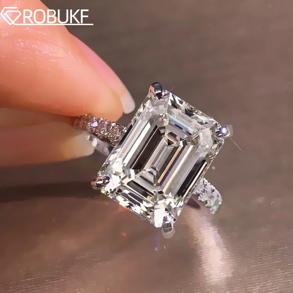 エメラルド/ラディアント カット リアル フル モアッサナイト リング