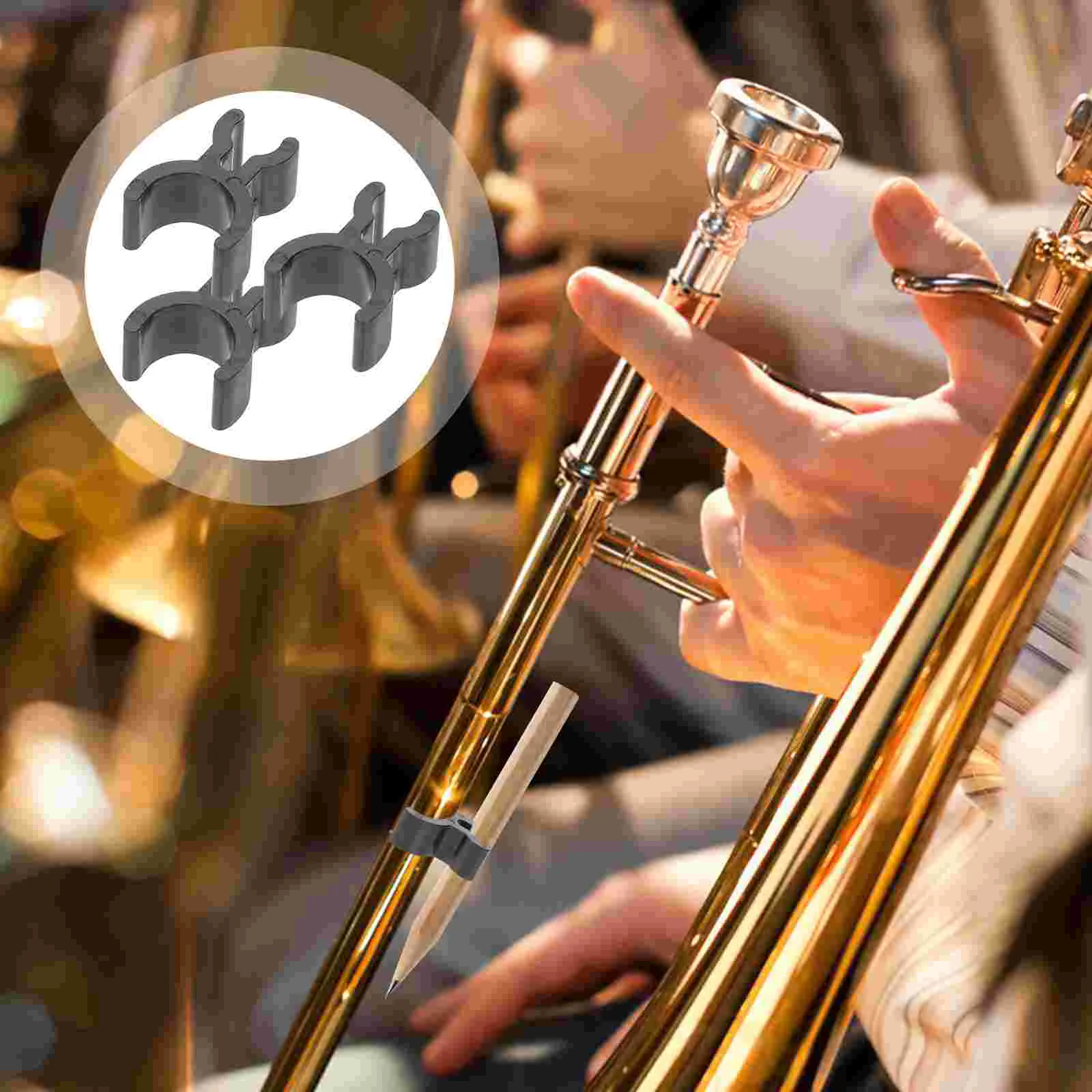 

3pcs French Horn Pencil Clips Trumpet Pen Clips Holder Musical Instruments Pencil Clips Black