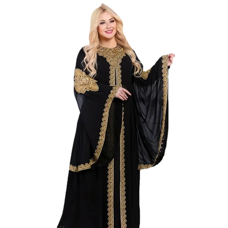African Dresses for Women Elegant African O-neck Long Sleeve Plus Size Long Dress African Robes Muslim Abaya Christmas Dress mini dresses merry christmas leopard tree pocket mini dress in red size xl