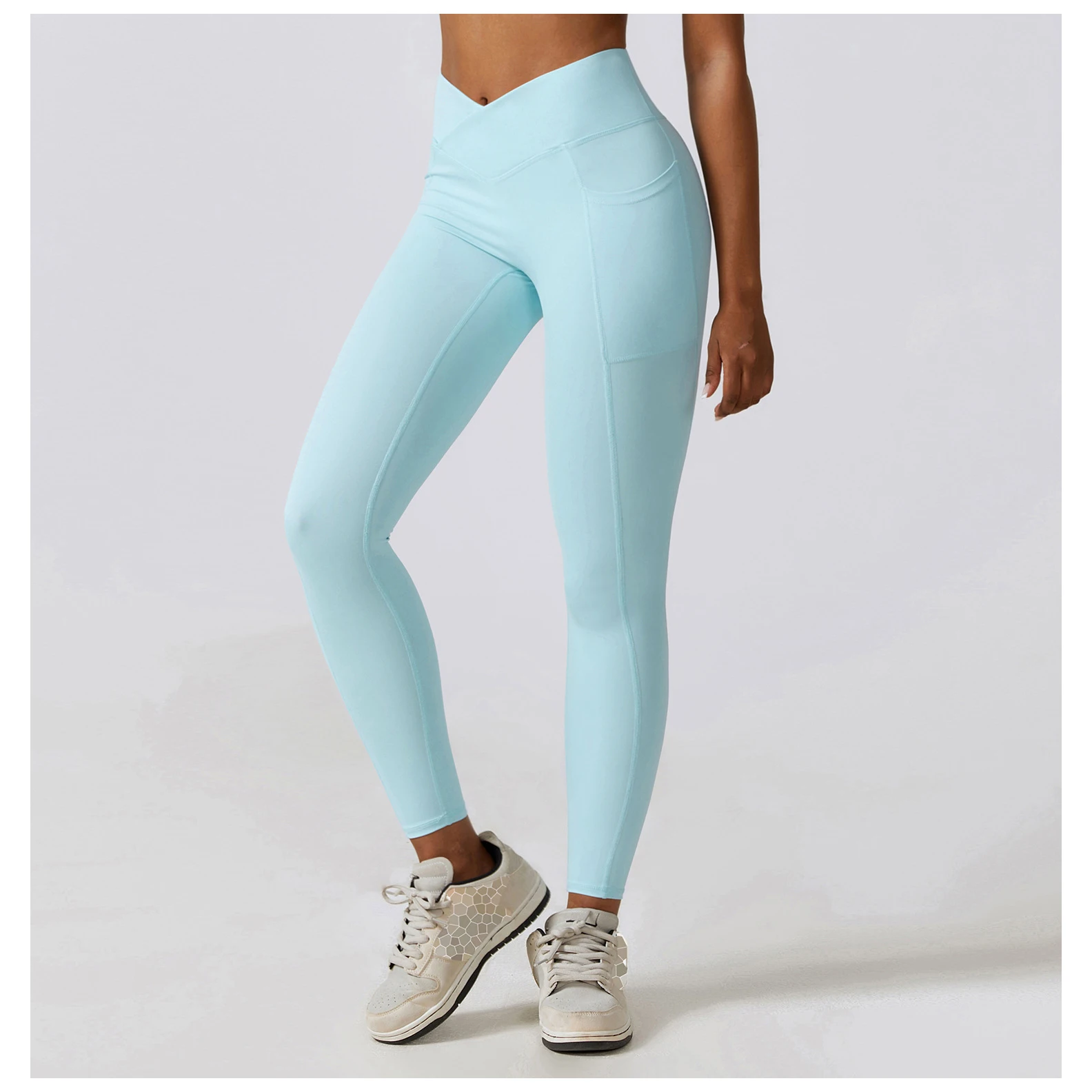 Women High Waist Sport Leggings Slim Fit Pocket Sweatpants Outdoor Running Push Up Fitness Pants Gym Yoga Pants