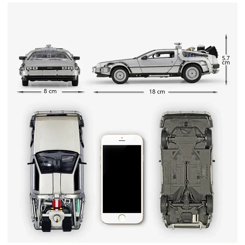 WELLY 1:24 Diecast Alloy Model Car DMC-12 delorean back to the future Time Machine Metal Toy Car For Kid Toy Gift Collection 3