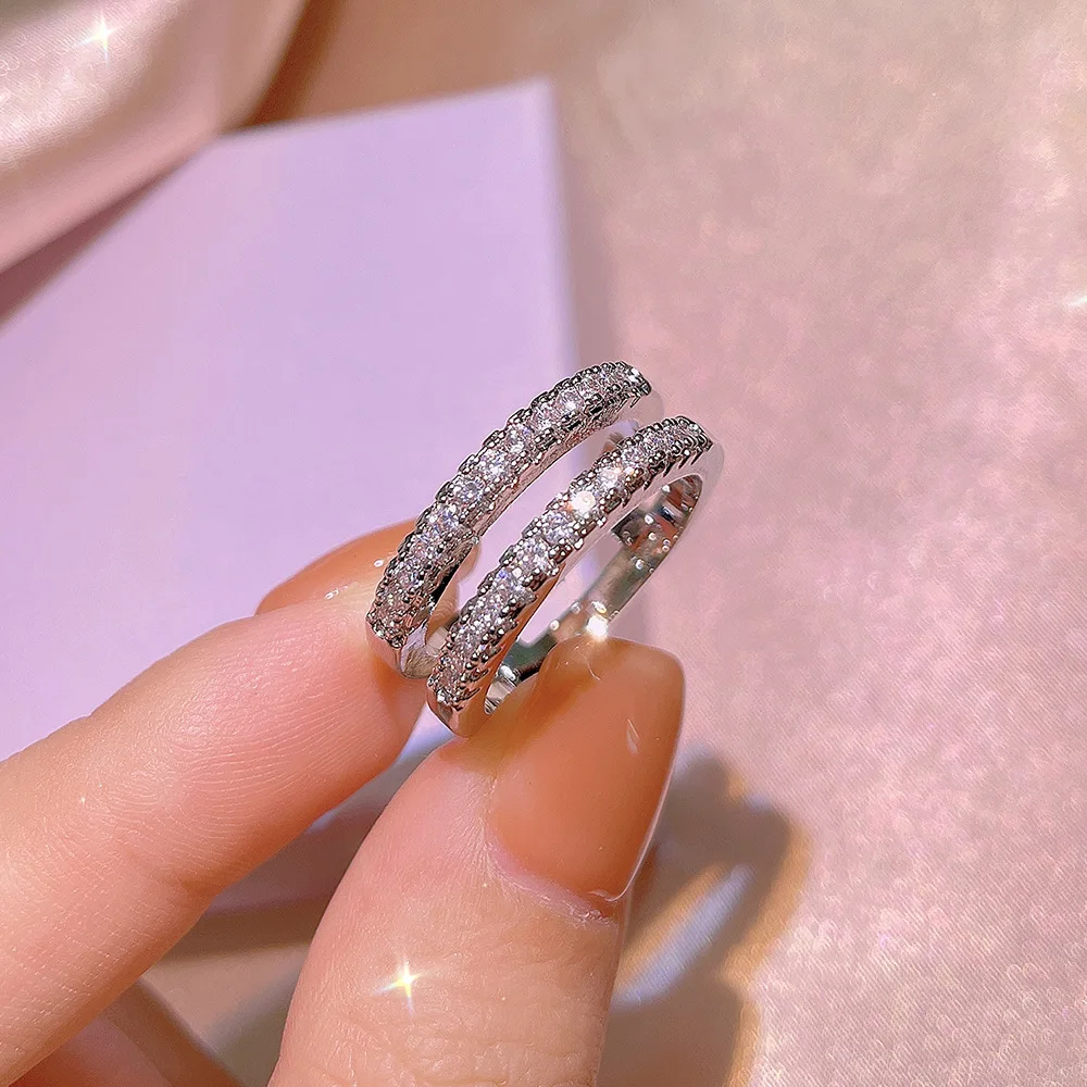 925 Sterling Silver Water Drop Zircon Stone Ring Finger For Women