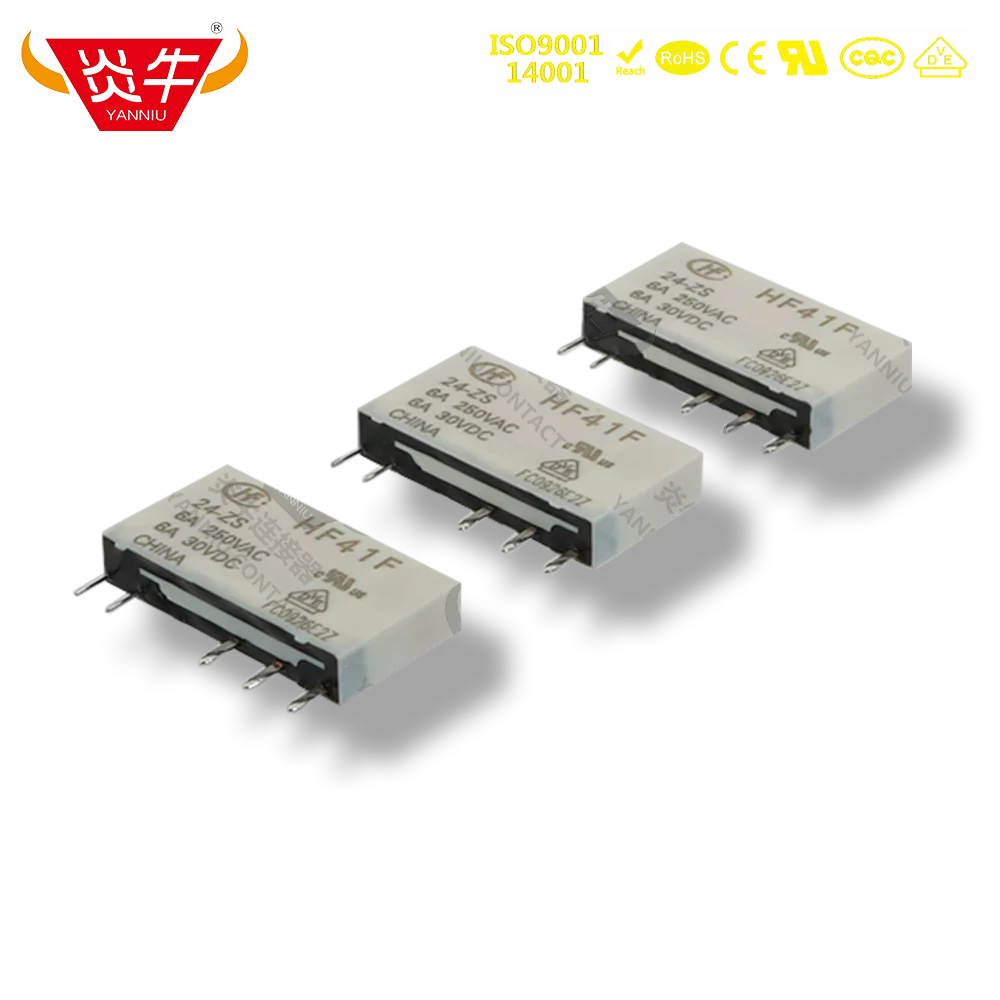 10Pcs HF41F SMALL POWER DC INDUSTRIAL RELAY  HF41F-05-ZS HF41F-12-ZS  HF41F-24-ZS 6A 5Pin Hongfa YANNIU 10pcs actb2lb3a27 automotive relay 5 pins