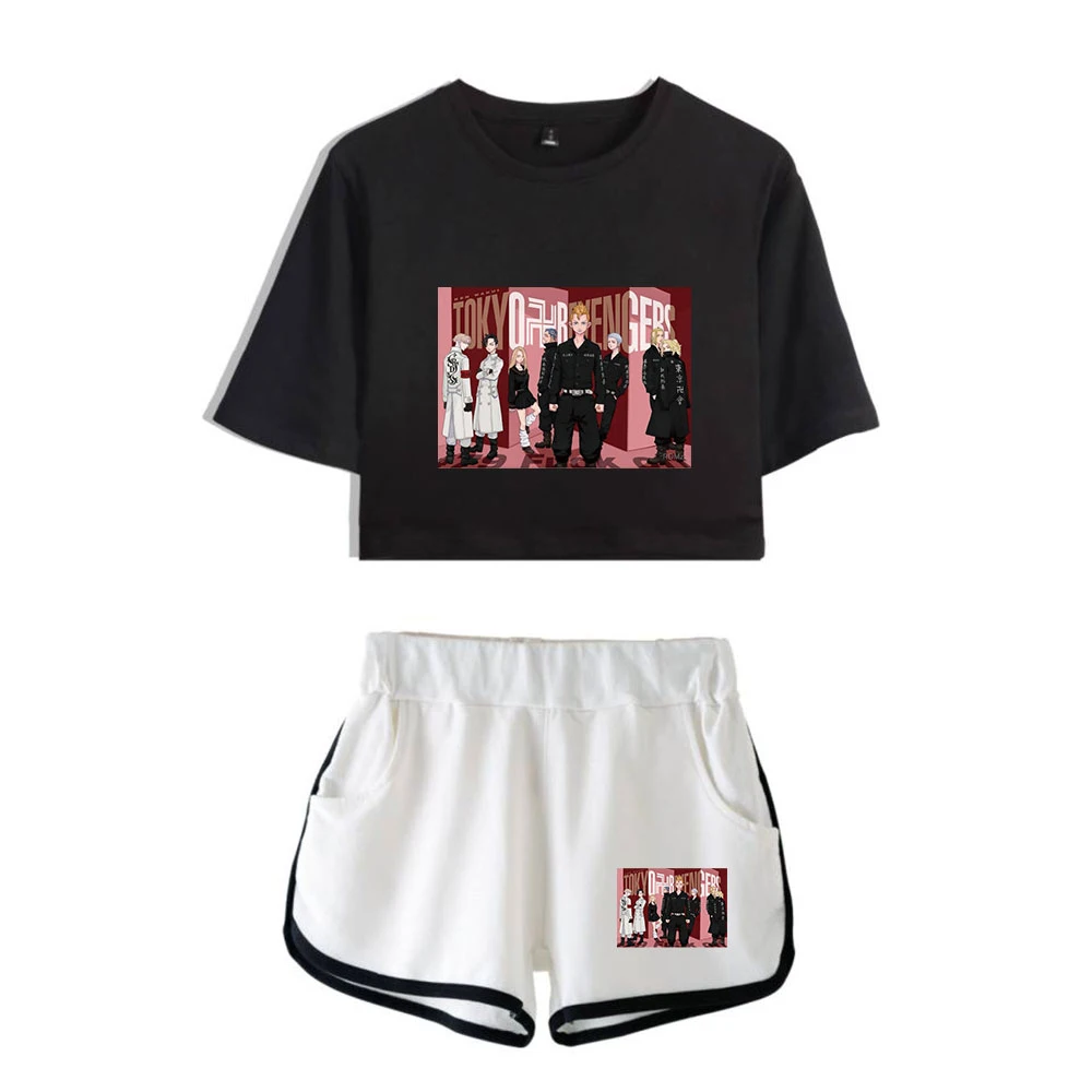 

Tokyo men's and women's anime shorts shorts sportswear two-piece female summer short-sleeved girl shorts sexy suit