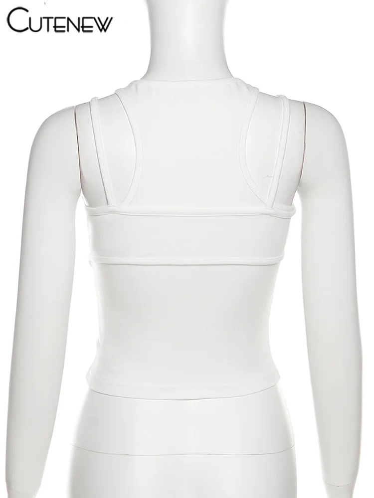 Y2K Suspender Sexy Patchwork Tank Top Women Summer Camisole Sleeveless Slim Vest Casual Solid Lady Streetwear New