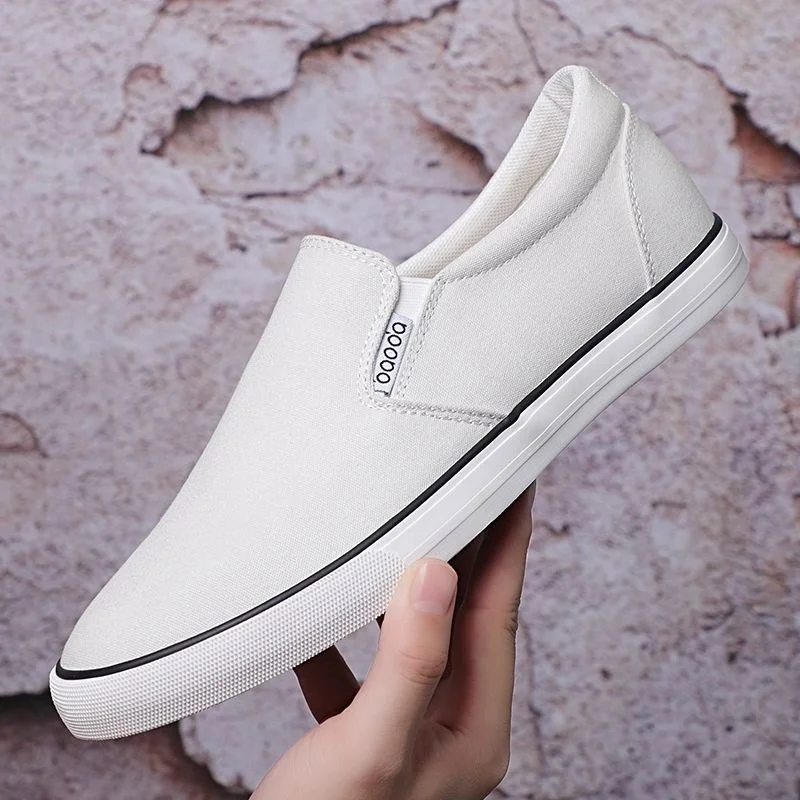 블랙 캔버스 슬립온 작업화 남성용 여름 통기성 다용도 드라이버 슬리퍼 로우컷 샤프토 플랫힐 코튼 안감