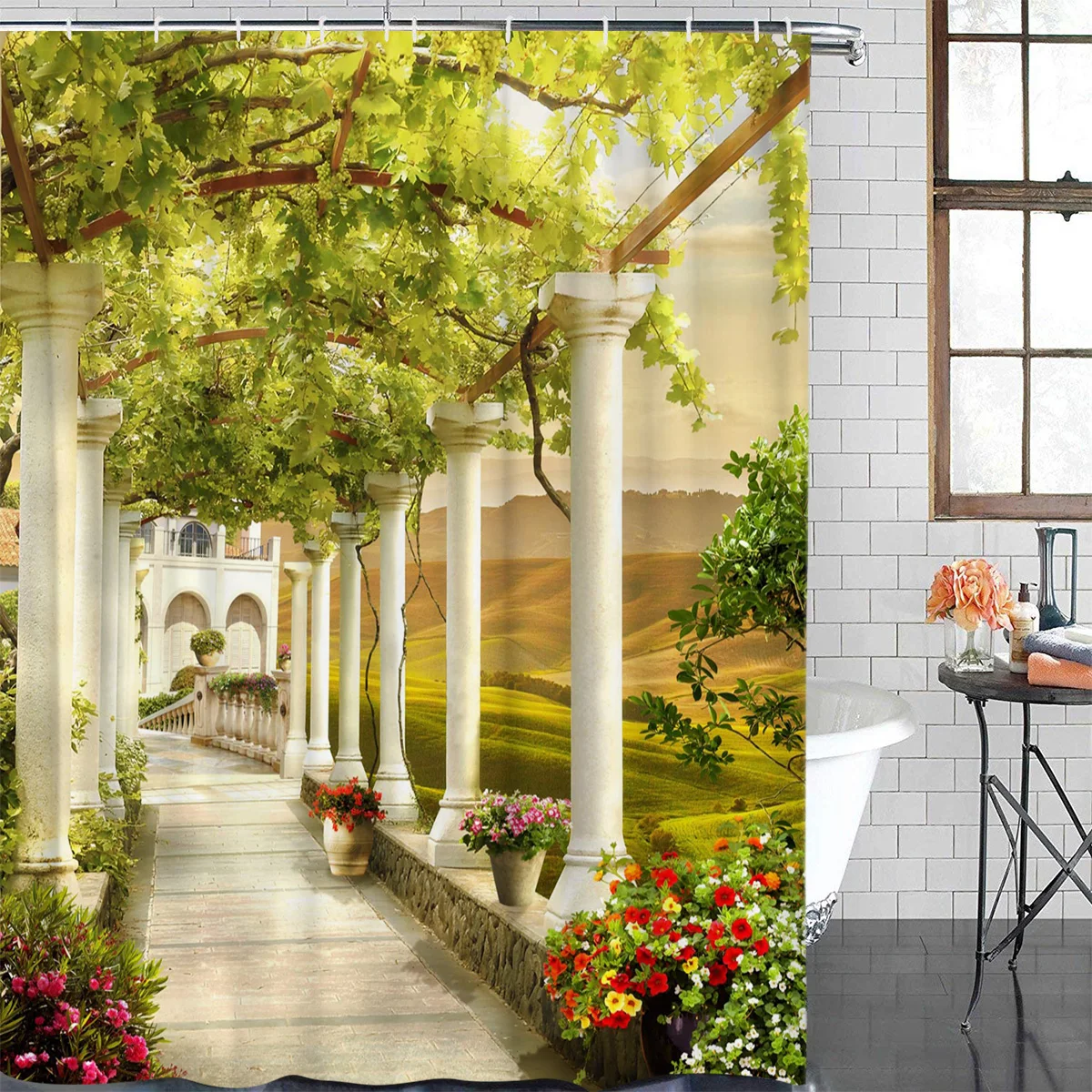 

Штора для душа в Европейском стиле, водонепроницаемая занавеска для коридора, двора, ванной с крючком, декоративные аксессуары для ванной комнаты