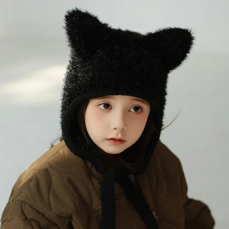 Children's Plush Beanie Hats for Girls and Boys New Autumn/Winter Collection Warm Knitted Beanie Hats for Babies
