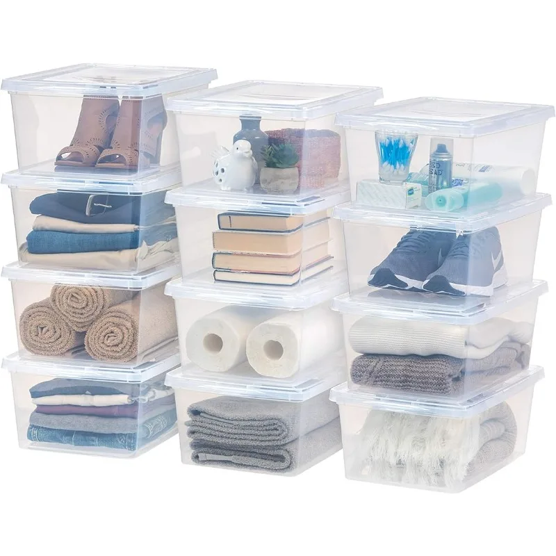 IRIS USA Storage Box, 5 Qt, Snap-tight Lid Storage Tote, Clear, 20 Pack