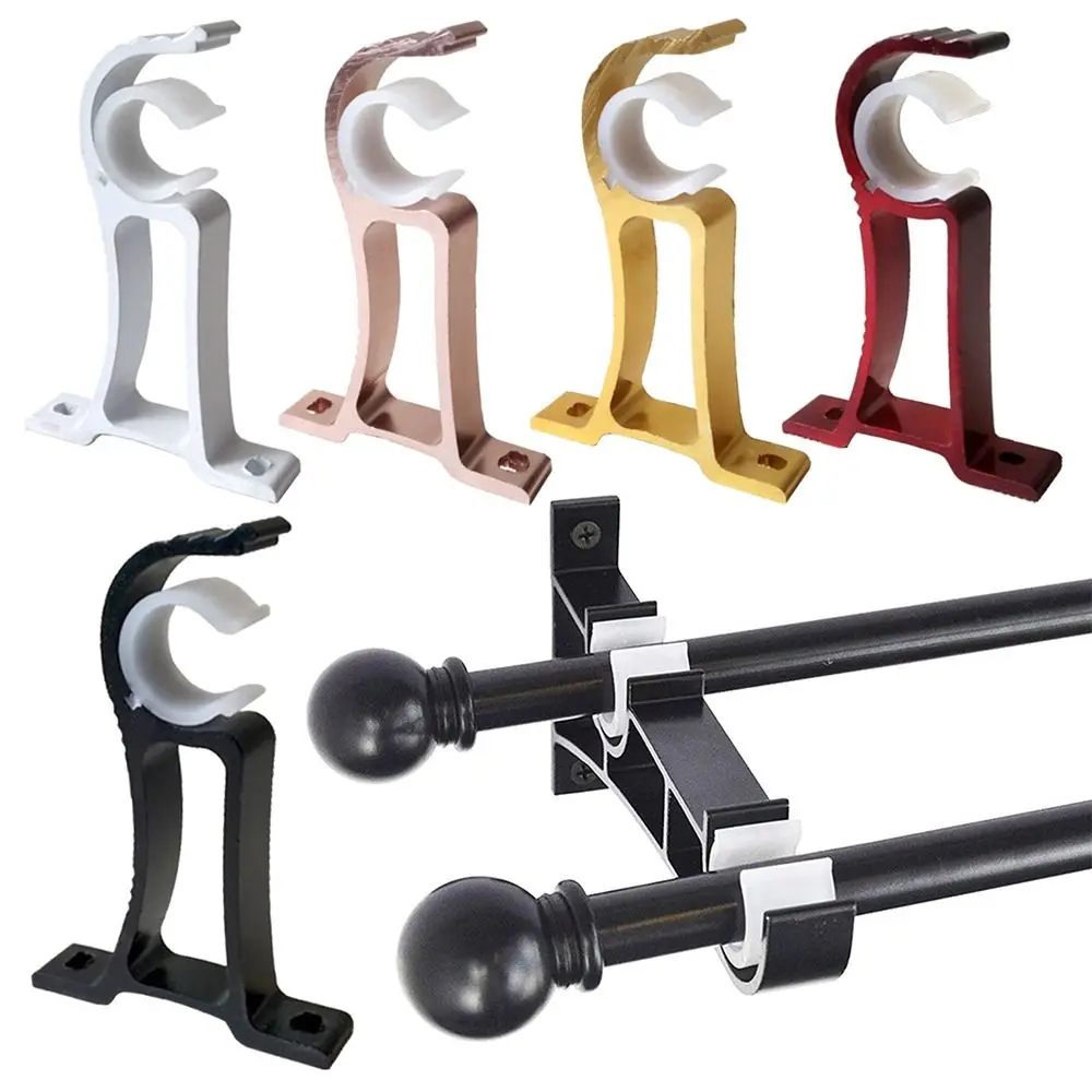 Thicken Curtain Rod Bracket Single Hanger Hook Rod Support Clamp Crossbar Fixing Clip Wall Holder Rails Rack Furniture Hardware