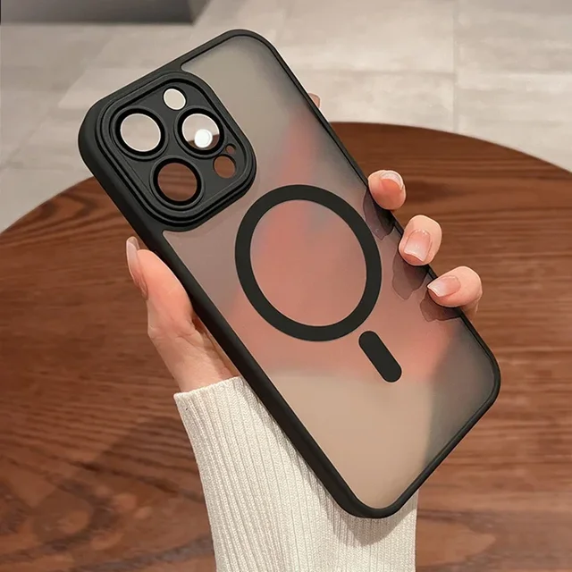 Magnetic matte translucent iPhone case.