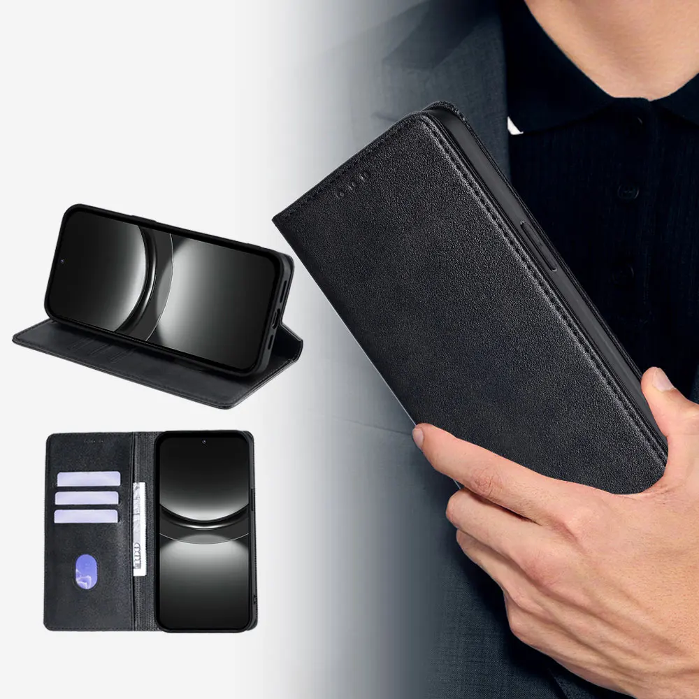 Luxury Flip Leather Wallet Case with Card Slots and Magnetic Closure