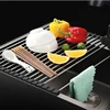 Kitchen Roller Shutter Drain Rack 304 Stainless Steel Bowl Fruit Vegetable Dish Holder Sink Storage Folding Roller Shutter Racks 4