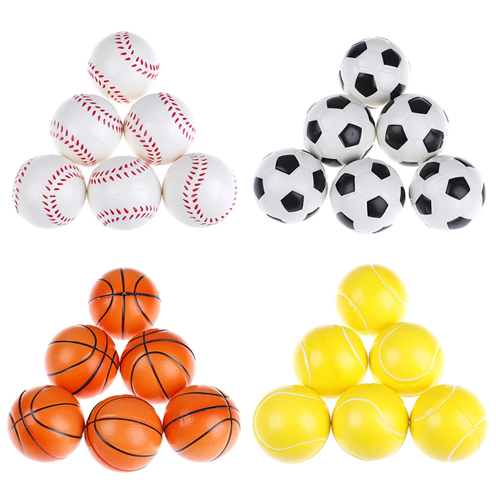 63mm Children Soft Football Basketball Baseball Tennis Toys  Foam Sponge Decompression Vent Stress Balls Soccer Anti Stress 3