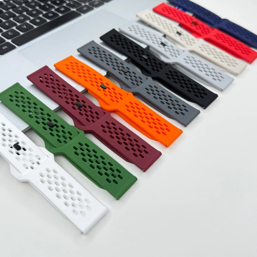Multicolored Mesh Sports Silicone Watch Strap, 20mm 22mm
