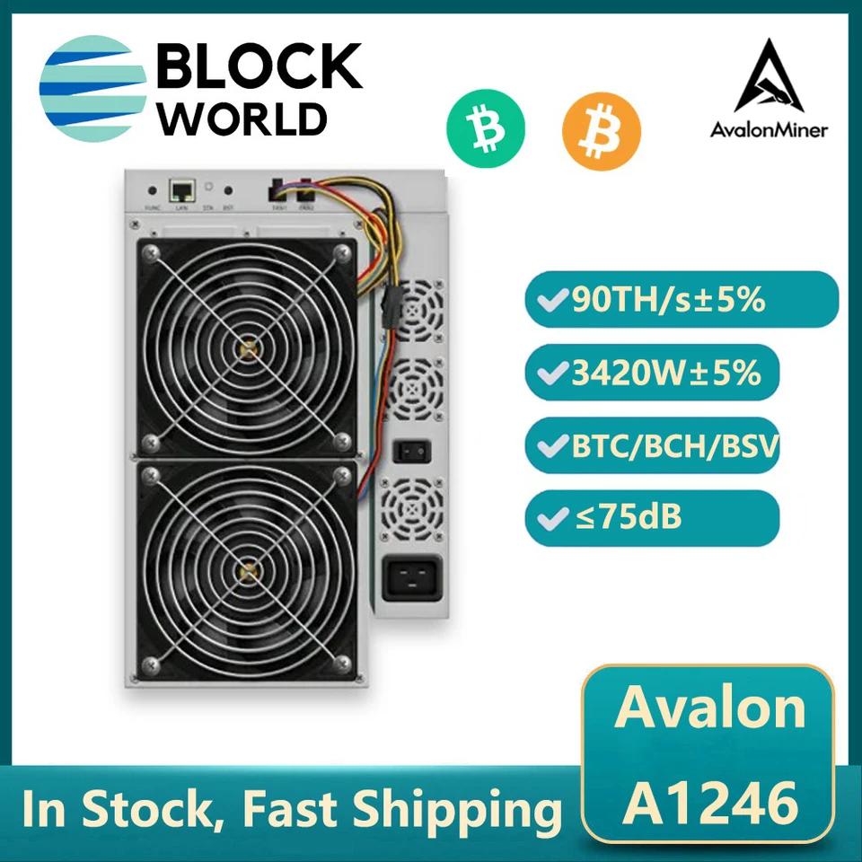 ASIC BTC Miner Avalon A1246 90Th/s 3420W Crypto Bitcoin Mining Rig ASIC  Avalon BTC Miner A1246 Bitcoin Miner Than Antminer S19 - AliExpress