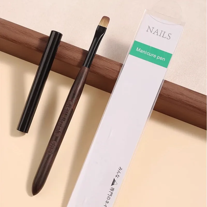2Pcs Round Wood Handle Nail Ombre Brush Nail Art Painting Pen Brush UV Gel Polish Gradient Color  Acrylic Nail Drawing Pen 4