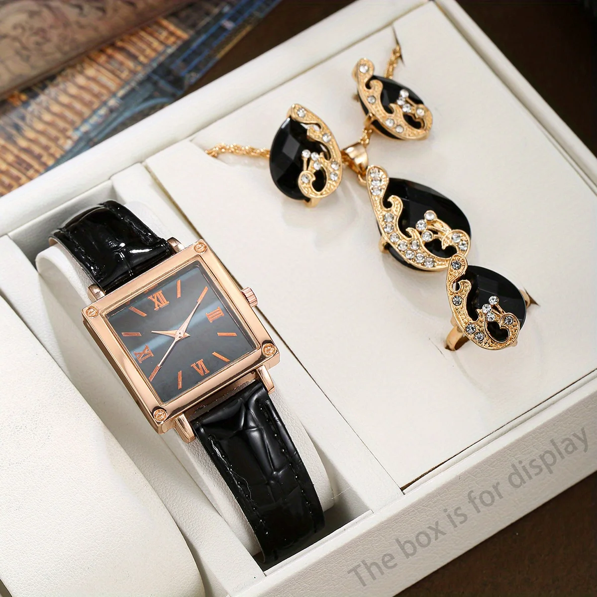 Womens Watch Set Fashion Classic Roman Digital Scale Dial Quartz