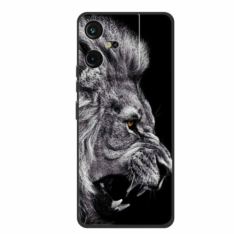 Luxury Soft Silicone TPU Phone Back Cover with Animal Wolf Design