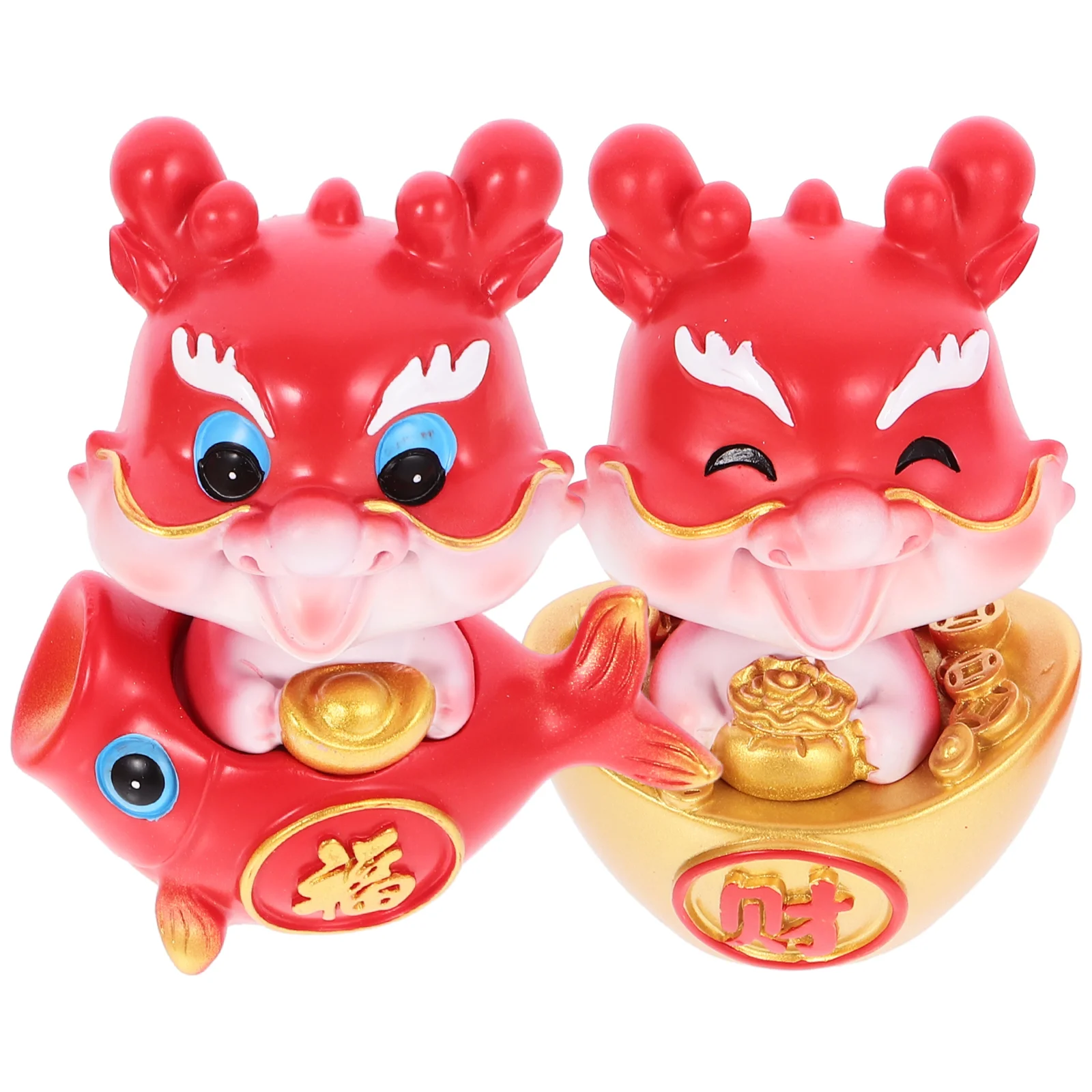 

2pcs Chinese New Year Ornament Bobblehead Dragon Decoration Resin Craft Dragon Table Decor