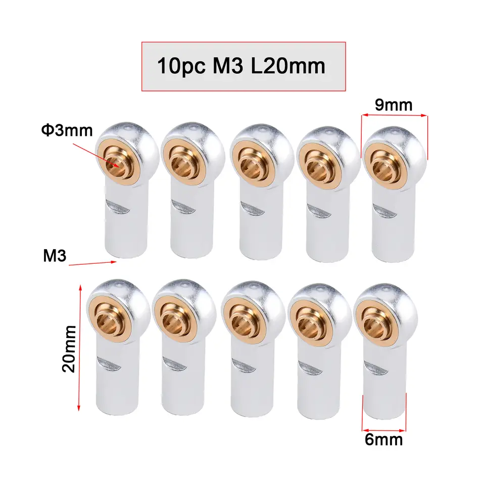 10PCS Aluminum Alloy M3 Link Rod End Ball L18mm/20mm/26mm Metal Rod End Ball For Rc Boat Airplane RC Crawler Car Truck Buggy image 18