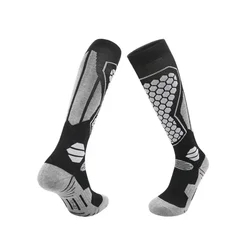 Enhanced Merino Wool Knee - High Ski Socks for Men - Warm, Anti - Slip, and Ideal for Outdoor Sports (B)