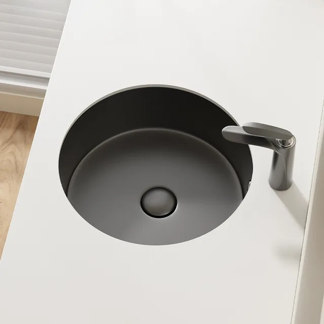 อ่างล้างหน้าแบบติดตั้งใต้เคาน์เตอร์ เซรามิก ทรงกลม เรียบง่าย หนา ทนทาน อ่างล้างหน้าเดี่ยวขนาดใหญ่ อุปกรณ์ครัวและห้องน้ำทันสมัย 1