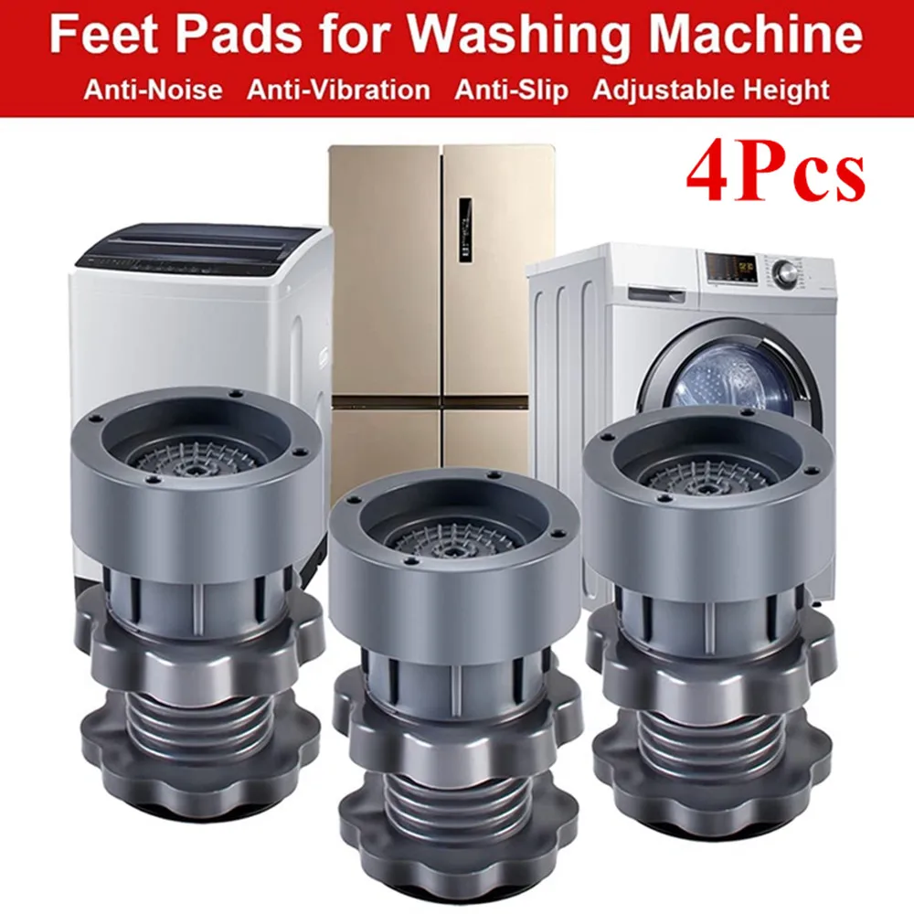 4Pcs Washing Machine Foot Pad Noise Reduction Shock Absorption Heightened Bracket Refrigerator Non-slip Support Dampers
