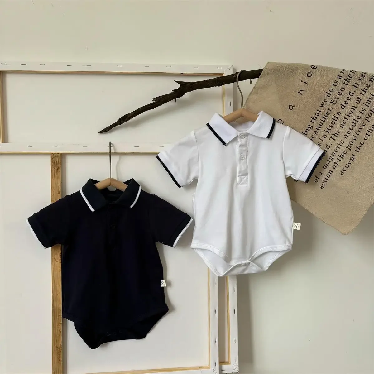 Summer Short Sleeve Baby Romper Boys Polo Collar Bib Overalls Cotton Crawling Suit Baby Clothes Newborn Gifts