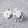 Baby Personalized Pacifier Clips Newborn Luxury Pacifiers Holder Letter Silver Bling Infant Transparent Silicone Nipple Bpa Free 1