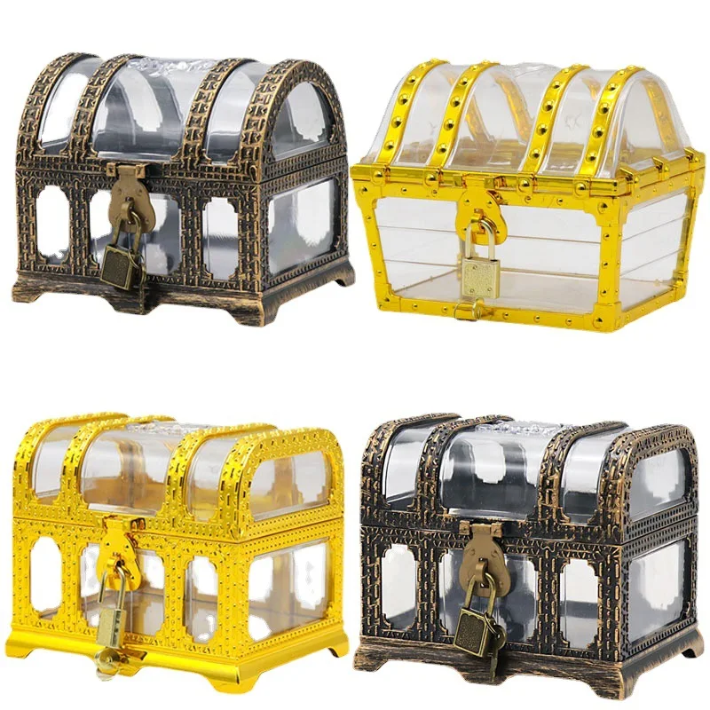 Pirate Treasure Chest with Lock – Transparent Pirate Jewelry Box for Gemstones, Crystal... - SKU PTCL2333 - UGI Packaging