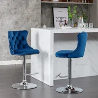 2PCS Swivel Velvet Bar Stools Counter Height Adjusatble Seat 360 ° Rotation Modern Soft Chairs for Home Kitchen Cafe Pub 3